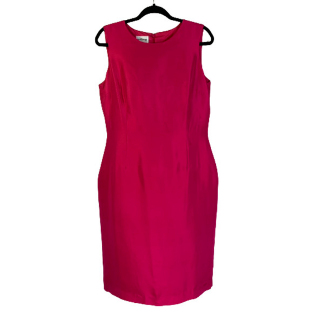 WILROY‎ Hot Pink Silk Sheath Midi Dress